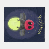 かわいい稲妻の虫ホタル漫画イラストレーション フリースブランケット (正面(横))