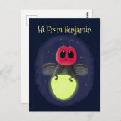 かわいい稲妻の虫ホタル漫画イラストレーション ポストカード (正面/裏面)