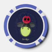 かわいい稲妻の虫ホタル漫画イラストレーション ポーカーチップ (裏面)