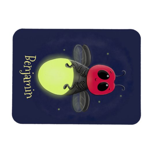 かわいい稲妻の虫ホタル漫画イラストレーション マグネット (横)