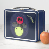 かわいい稲妻の虫ホタル漫画イラストレーション メタルランチボックス (インサイチュ)