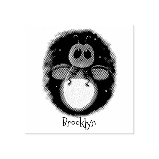 かわいい稲妻の虫ホタル漫画イラストレーション ラバースタンプ (インプリント)