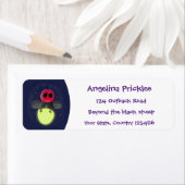 かわいい稲妻の虫ホタル漫画イラストレーション ラベル (インサイチュ)