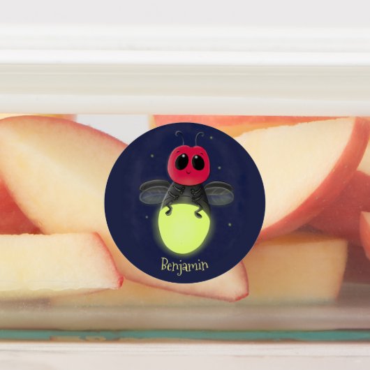 かわいい稲妻の虫ホタル漫画イラストレーション ラベル (貼付)