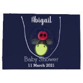 かわいい稲妻の虫ホタル漫画イラストレーション ラージペーパーバッグ (裏面)