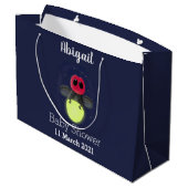 かわいい稲妻の虫ホタル漫画イラストレーション ラージペーパーバッグ (裏面アングル)