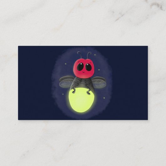 かわいい稲妻の虫ホタル漫画イラストレーション 名刺 (裏面)