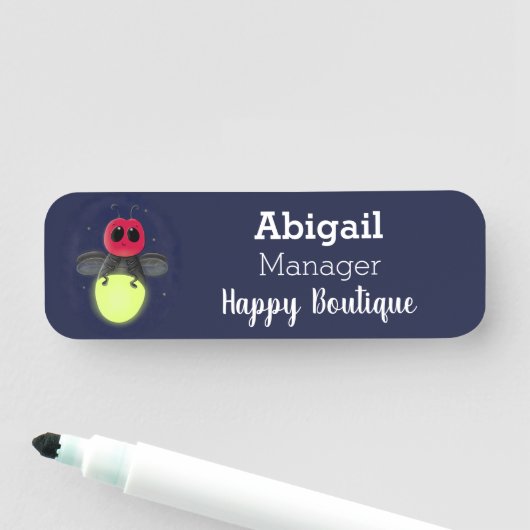 かわいい稲妻の虫ホタル漫画イラストレーション 名札 (インサイチュ)