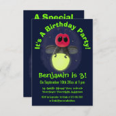 かわいい稲妻の虫ホタル漫画イラストレーション 招待状 (正面/裏面)