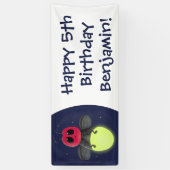 かわいい稲妻の虫ホタル漫画イラストレーション 横断幕 (縦)