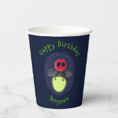 かわいい稲妻の虫ホタル漫画イラストレーション 紙コップ (裏面)