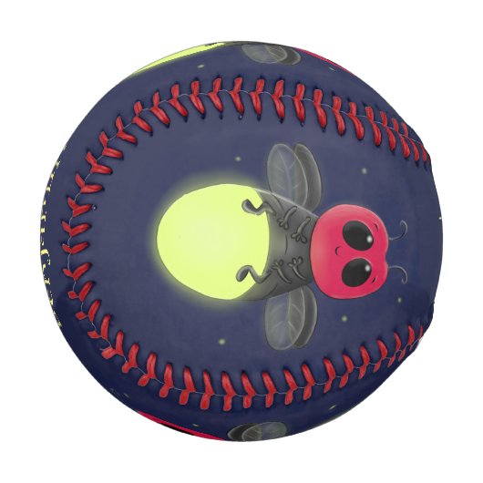 かわいい稲妻の虫ホタル漫画イラストレーション 野球ボール (正面左)