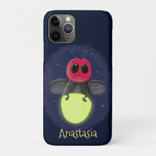 かわいい稲妻の虫ホタル漫画イラストレーション iPhone 11 PROケース