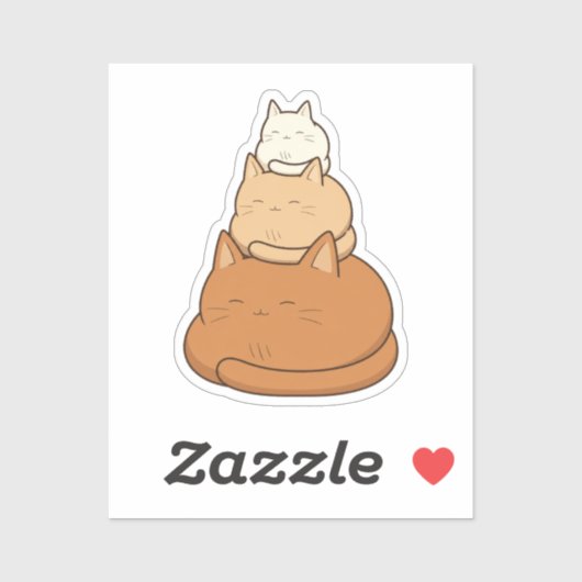 かわいい積み重なった寝猫のイラスト シール (シート)