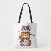 かわいい積み重ねた猫のスタック Hi Meow トートバッグ (正面)