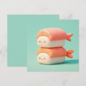 かわいい積み重ねた3D粘土エビにぎり寿司ポストカード (正面/裏面)