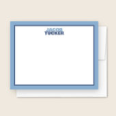 かわいい積み重ねられた名前 2トーン青い枠の文房具 ノートカード