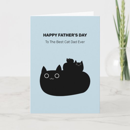 かわいい積み重ね黒猫パパの父の日のカード カード (正面)