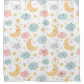 かわいい空のパターン シャワーカーテン (正面)