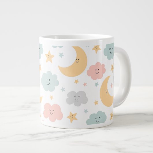 かわいい空のパターン ジャンボコーヒーマグカップ (正面右)