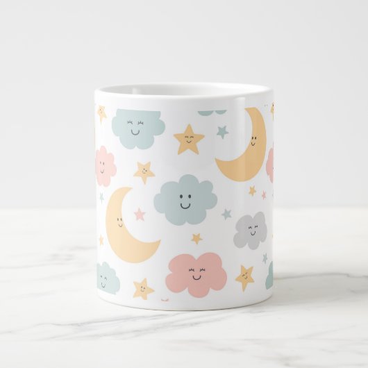 かわいい空のパターン ジャンボコーヒーマグカップ (正面)