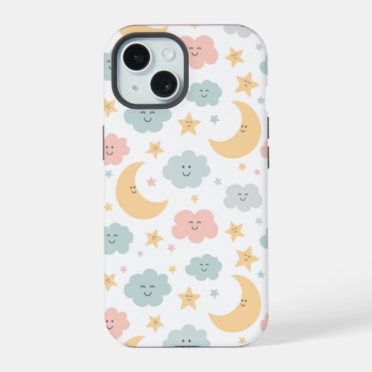 かわいい空のパターン iPhone 15ケース (裏面)