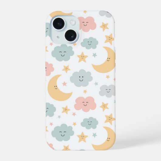 かわいい空のパターン iPhone 15ケース (裏面)