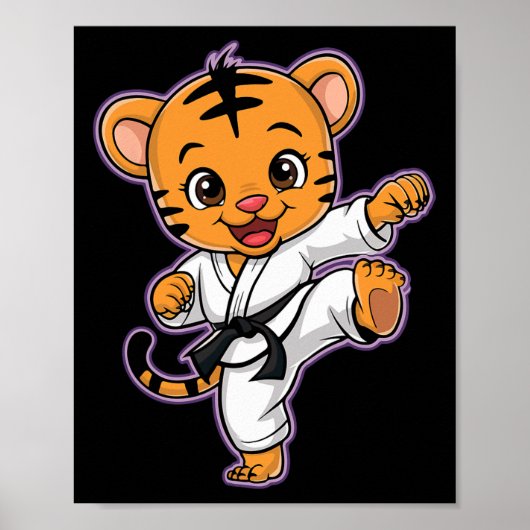 かわいい空手の虎の武道 子供や少年にぴったり ポスター (正面)