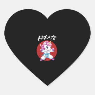 かわいい空手キッドユニコーン長袖Tシャツ ハートシール