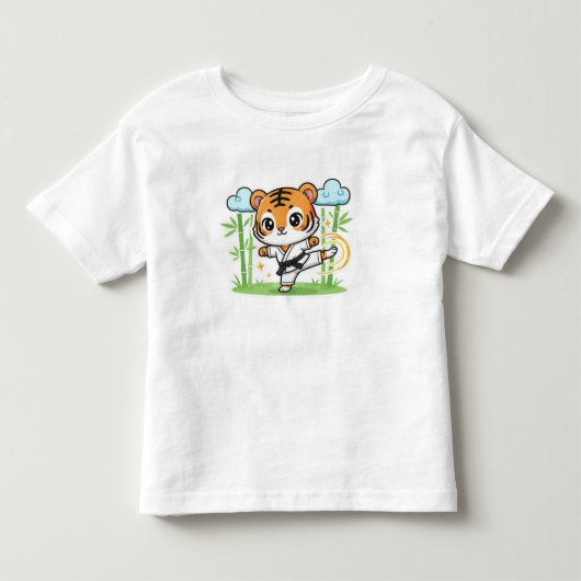 かわいい空手トラのキッズデザイン トドラーTシャツ (正面)