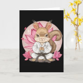 かわいい空手リス蓮の花カンフーMMAキック カード (黄色い花)