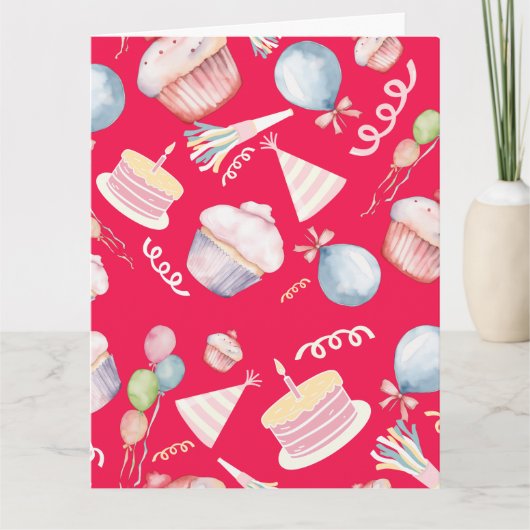 かわいい空白の誕生日折りグリーティングカード カード (正面)