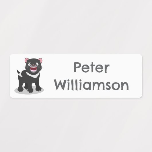 かわいい空腹のタスマニアの悪魔の漫画パーソナライズされた ラベル (デザイン2)