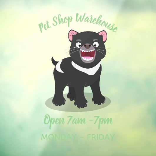 かわいい空腹タスマニア悪魔の漫画イラストレーション ウィンドウサイン (シート3)