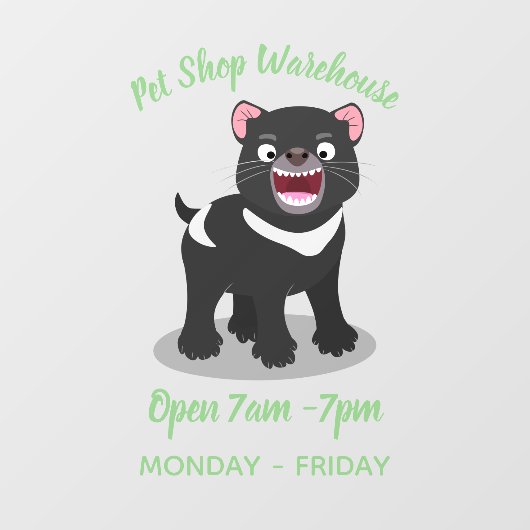 かわいい空腹タスマニア悪魔の漫画イラストレーション ウィンドウサイン (シート)