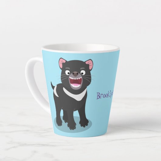 かわいい空腹タスマニア悪魔の漫画イラストレーション カフェラテマグ (左アングル)