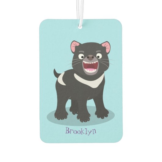 かわいい空腹タスマニア悪魔の漫画イラストレーション カーエアーフレッシュナー (裏面)