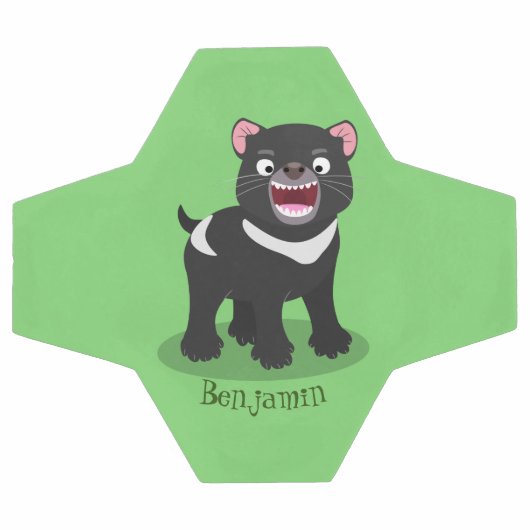 かわいい空腹タスマニア悪魔の漫画イラストレーション サッカーボール (フラット)