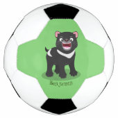 かわいい空腹タスマニア悪魔の漫画イラストレーション サッカーボール (正面)