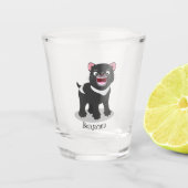 かわいい空腹タスマニア悪魔の漫画イラストレーション ショットグラス (正面)