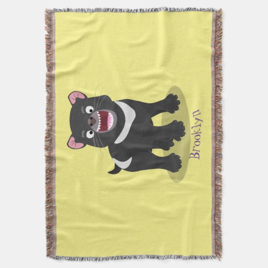 かわいい空腹タスマニア悪魔の漫画イラストレーション スローブランケット (正面縦)