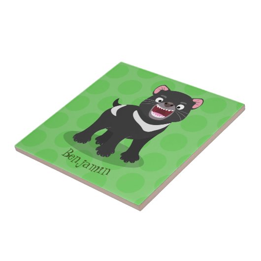 かわいい空腹タスマニア悪魔の漫画イラストレーション タイル (側面)