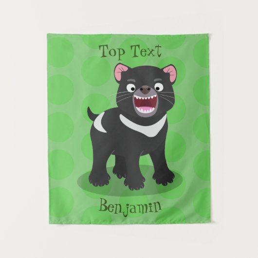 かわいい空腹タスマニア悪魔の漫画イラストレーション タペストリー (正面)