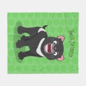 かわいい空腹タスマニア悪魔の漫画イラストレーション フリースブランケット (正面(横))