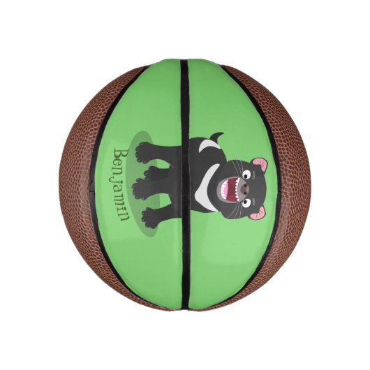 かわいい空腹タスマニア悪魔の漫画イラストレーション ミニバスケットボール (縦)