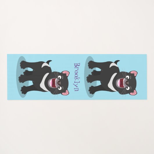 かわいい空腹タスマニア悪魔の漫画イラストレーション ヨガマット (裏面(横))