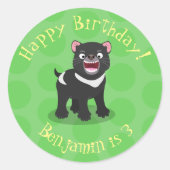 かわいい空腹タスマニア悪魔の漫画イラストレーション ラウンドシール (正面)