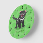 かわいい空腹タスマニア悪魔の漫画イラストレーション ラウンド壁時計 (傾斜)