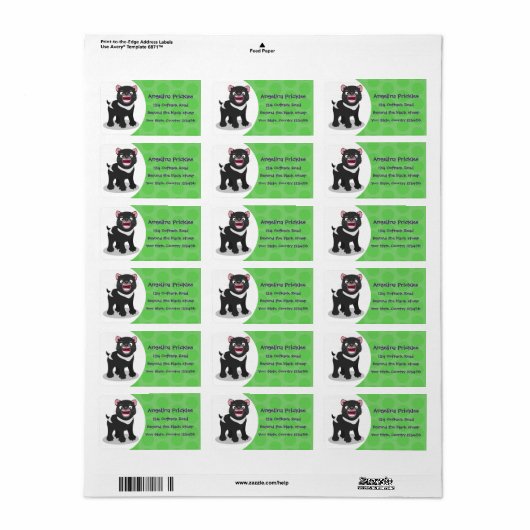 かわいい空腹タスマニア悪魔の漫画イラストレーション ラベル (フルシート)