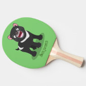 かわいい空腹タスマニア悪魔の漫画イラストレーション 卓球ラケット (横)